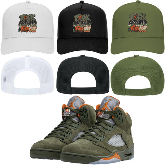 Olive 5s Trucker Hats - Jordan 5 Olive Trucker Hat - F#ck