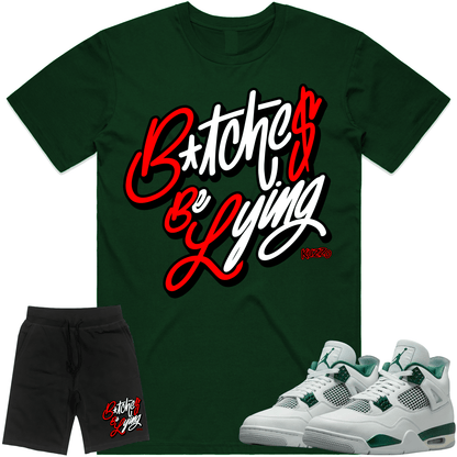 Oxidized Green 4s Sneaker Outfits - Shirt and Shorts - BBL