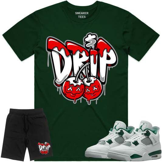 Oxidized Green 4s Sneaker Outfits - Shirt and Shorts - Money Drip