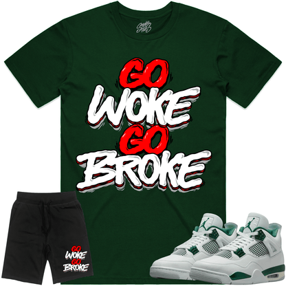 Oxidized Green 4s Sneaker Outfits - Shirt and Shorts - Woke Broke