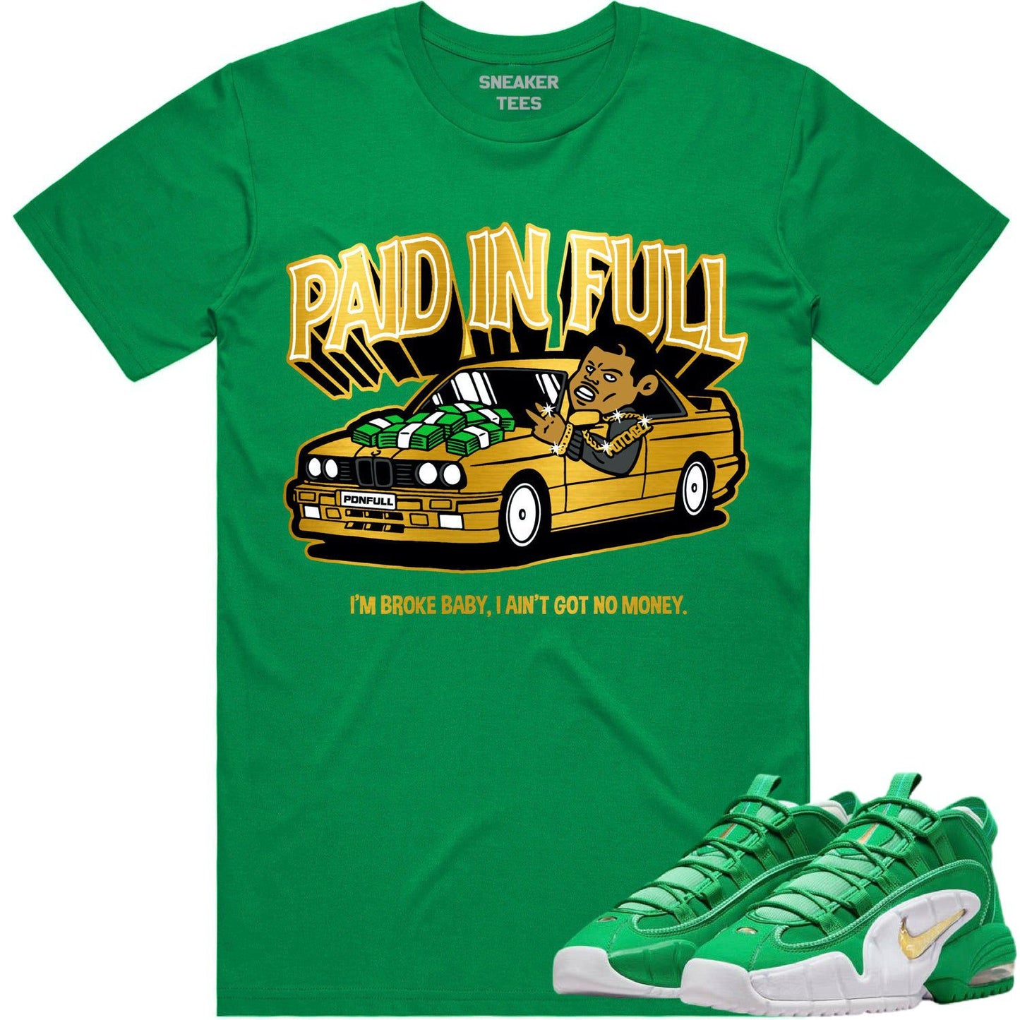 Penny 1 Stadium Green 1s Shirt - Sneaker Tees - Gold Metallic Paid