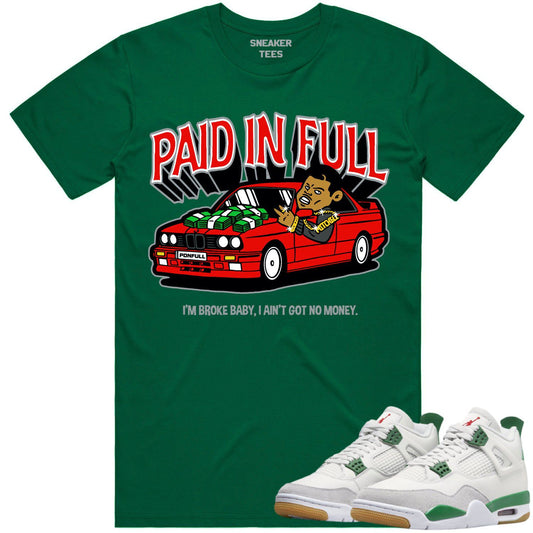 Pine Green 4s Shirt - Jordan Retro 4 Pine Green Shirt - Red Paid