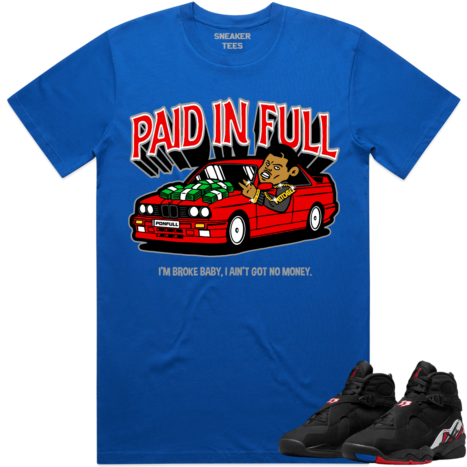 Playoff 8s Shirt - Jordan Retro 8 Playoff Sneaker Tees - Red Paid