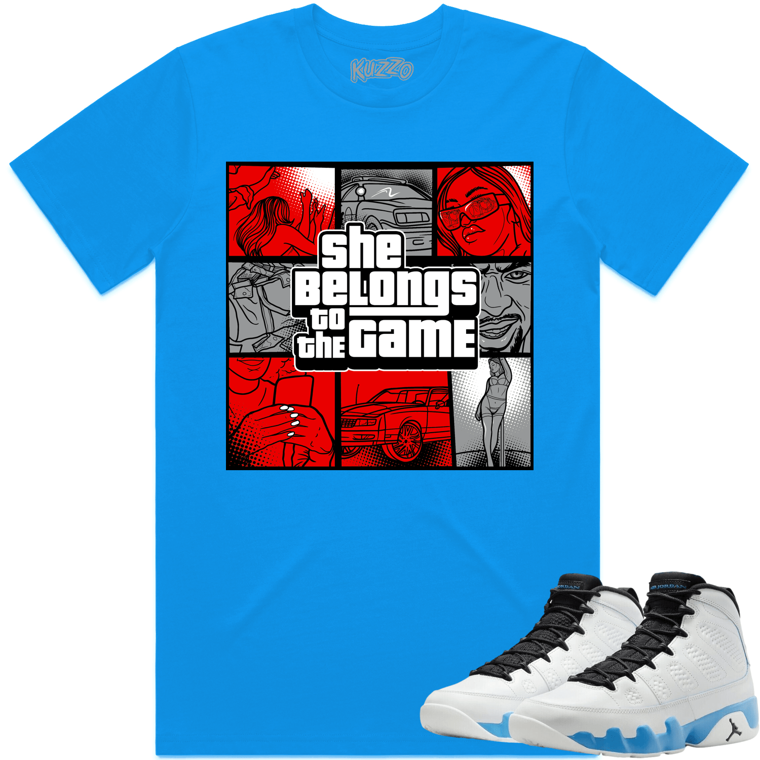 Powder Blue 9s Shirt - Jordan 9 Powder Blue 9s Shirt - Belongs Game