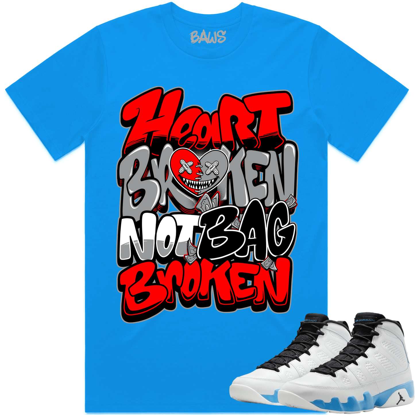 Powder Blue 9s Shirt - Jordan 9 Powder Blue 9s Shirt - Heart Broken