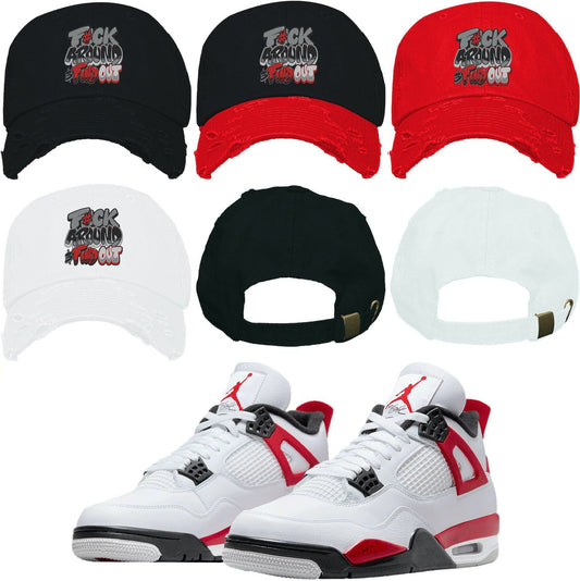Red Cement 4s Dad Hat - Jordan 4 Red Cement Hats - Red F#ck
