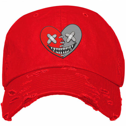 Red Cement 4s Dad Hat - Jordan 4 Red Cement Hats - Red Heart