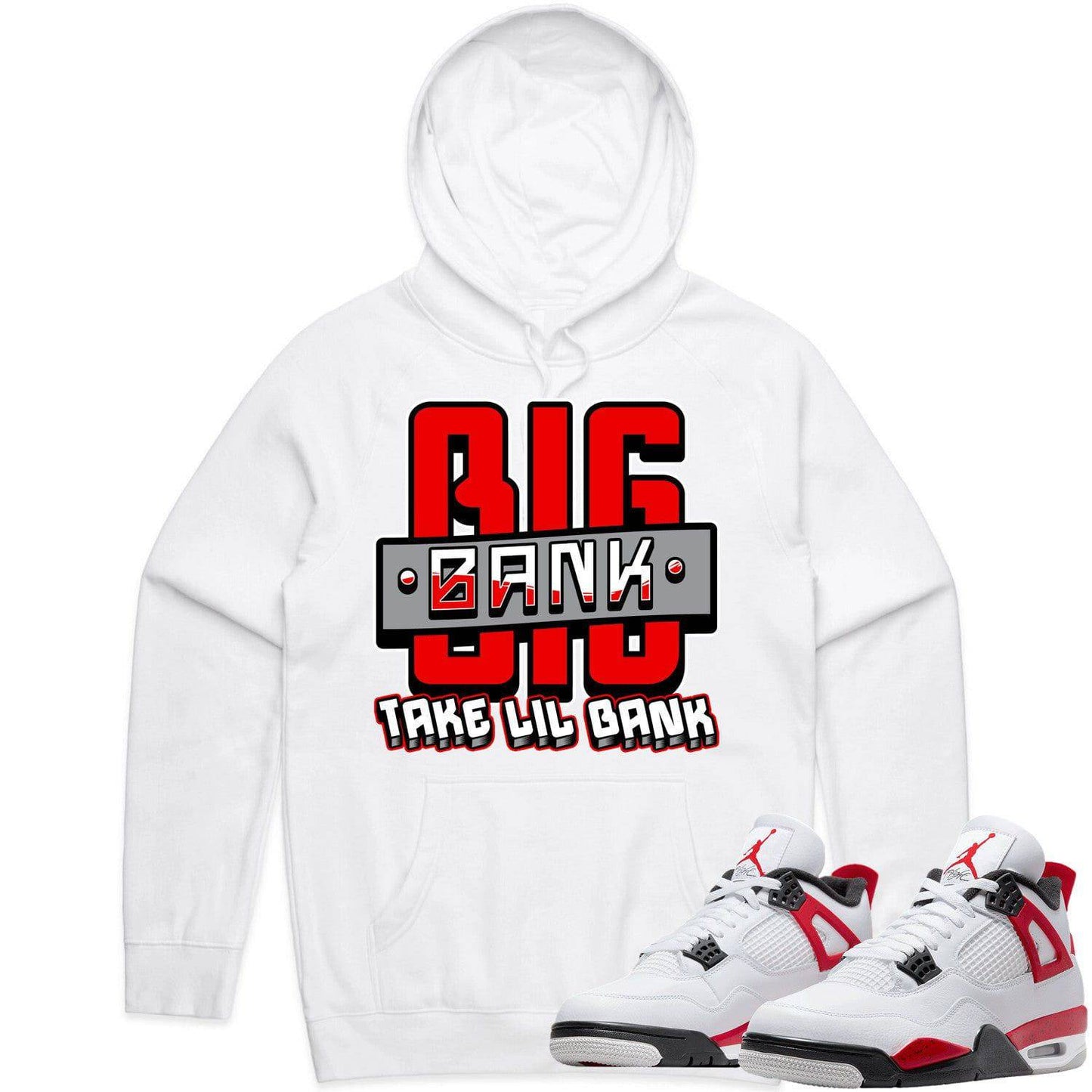 Red Cement 4s Hoodie - Jordan Retro 4 Red Cement Hoodie - Big Bank