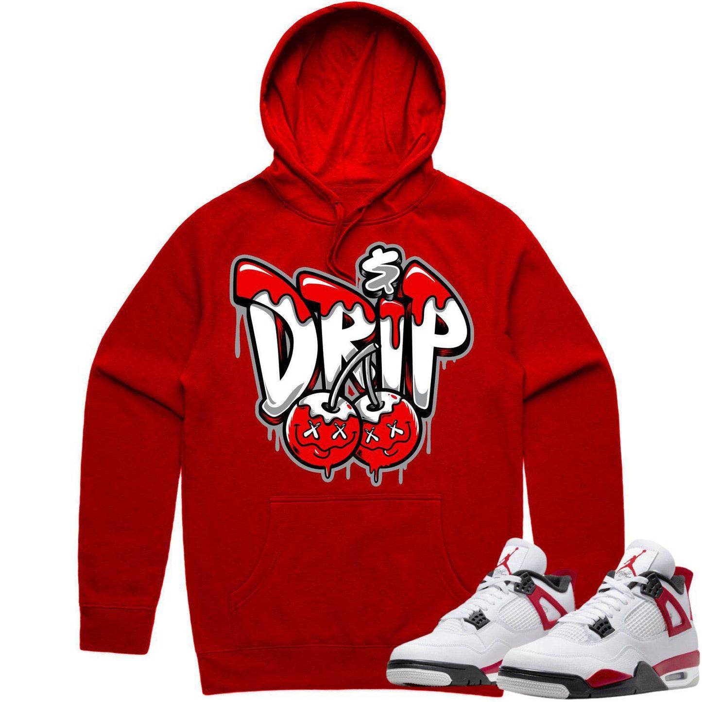 Red Cement 4s Hoodie - Jordan Retro 4 Red Cement Hoodie - Money Drip