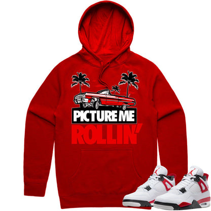 Red Cement 4s Hoodie - Jordan Retro 4 Red Cement Hoodie - Red Picture