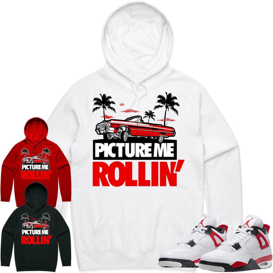 Red Cement 4s Hoodie - Jordan Retro 4 Red Cement Hoodie - Red Picture