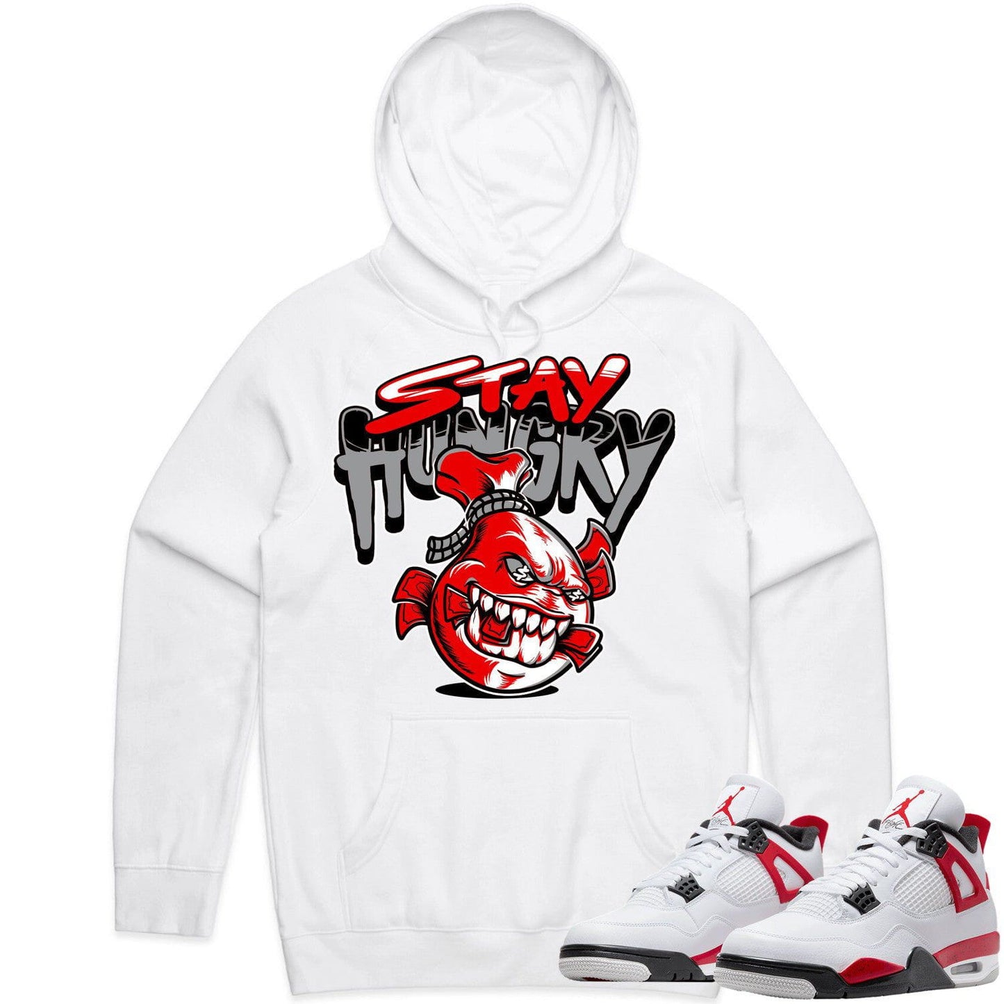 Red Cement 4s Hoodie - Jordan Retro 4 Red Cement Hoodie - Stay Hungry
