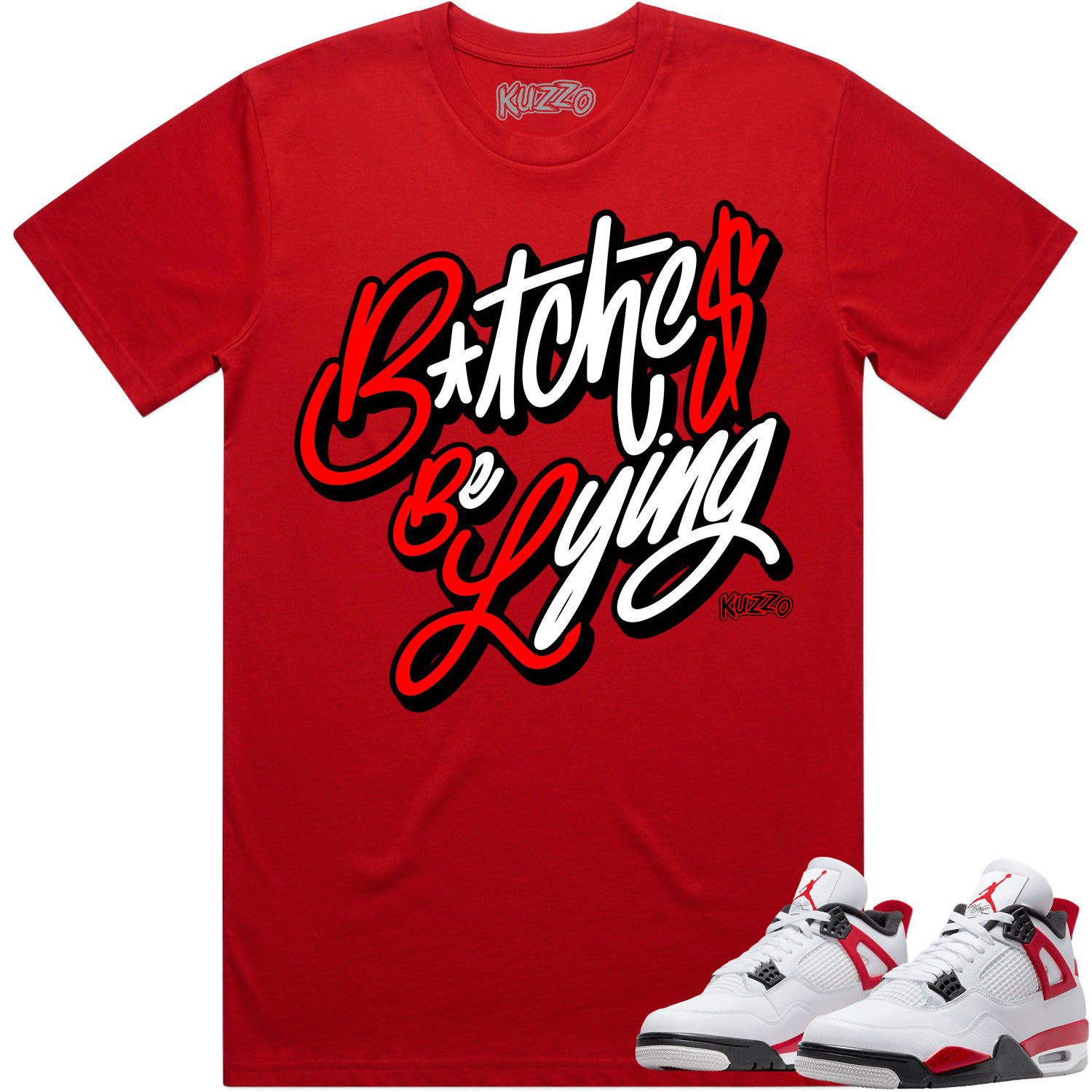 Red Cement 4s Shirt - Jordan Retro 4 Red Cement Shirts - Red BBL