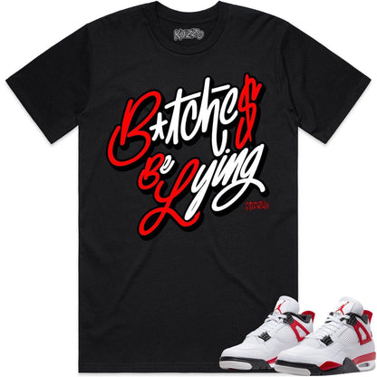 Red Cement 4s Shirt - Jordan Retro 4 Red Cement Shirts - Red BBL