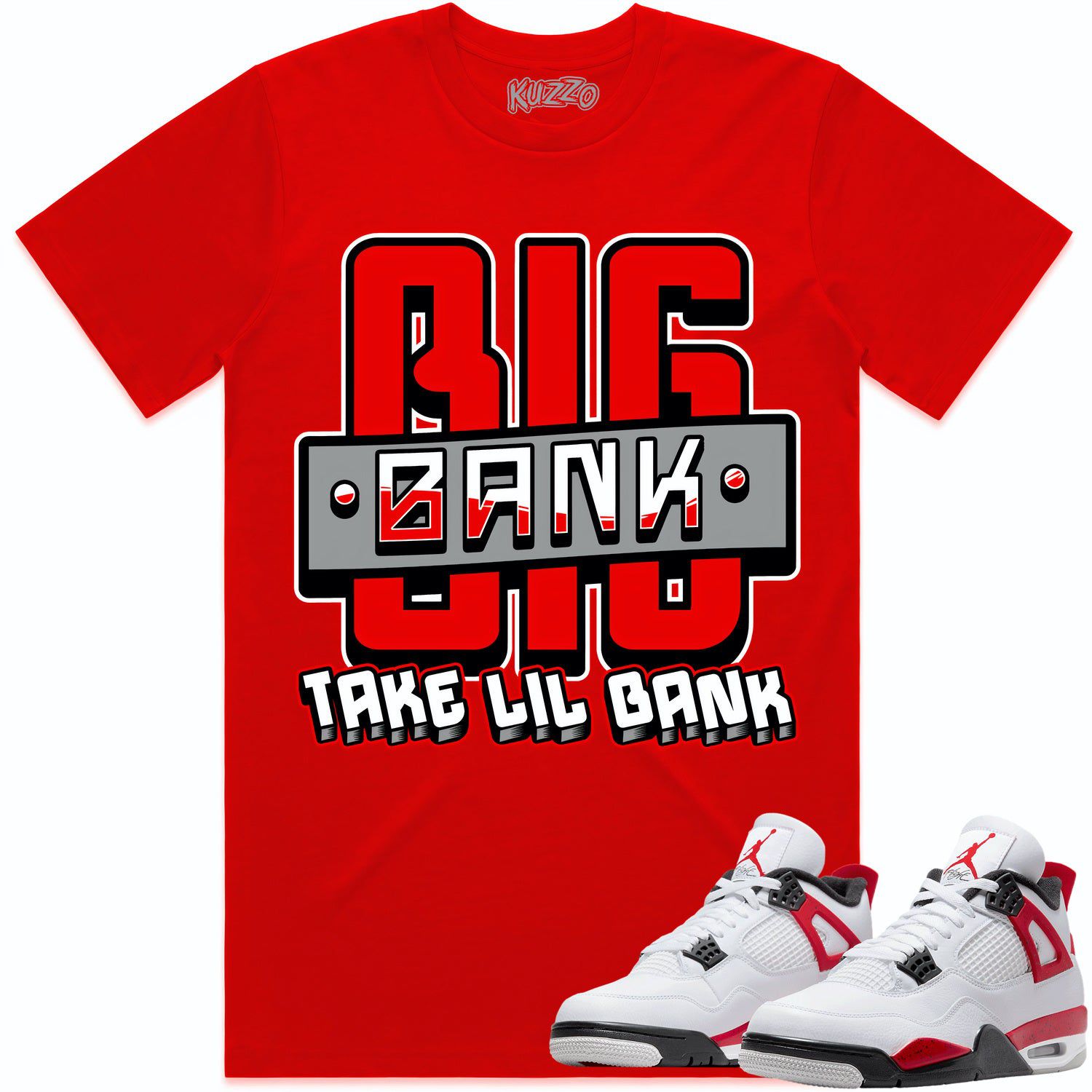 Red Cement 4s Shirt - Jordan Retro 4 Red Cement Shirts - Red Big Bank
