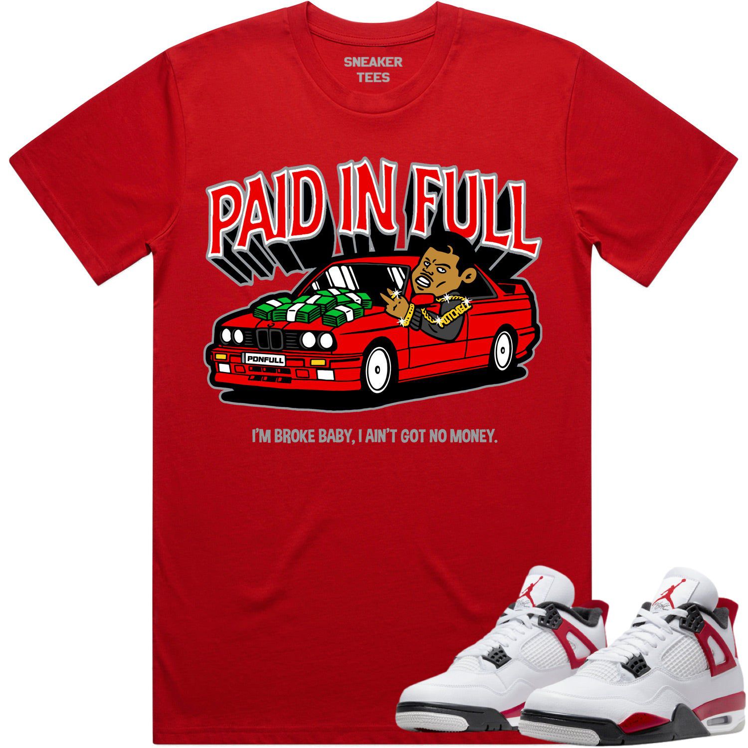 Red Cement 4s Shirt - Jordan Retro 4 Red Cement Shirts - Red Paid