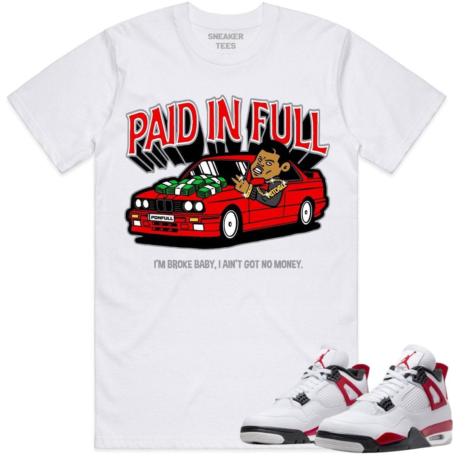 Red Cement 4s Shirt - Jordan Retro 4 Red Cement Shirts - Red Paid