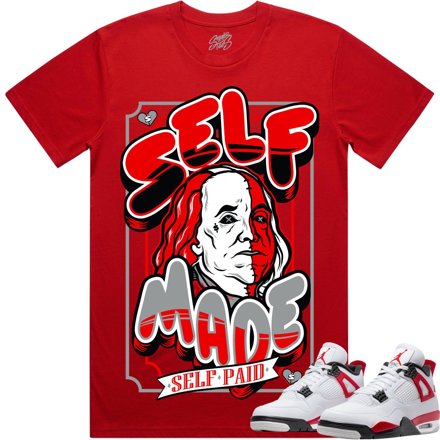 Red Cement 4s Shirt - Jordan Retro 4 Red Cement Shirts - Self Made