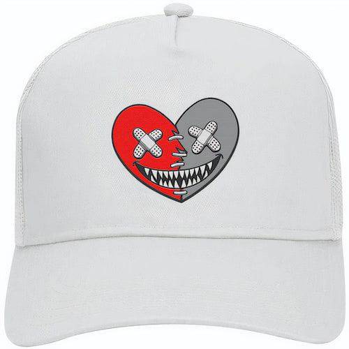 Red Cement 4s Trucker Hats - Jordan 4 Red Cement Hats - Heart