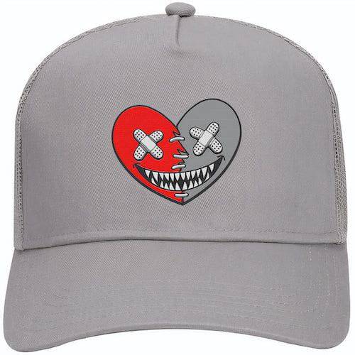 Red Cement 4s Trucker Hats - Jordan 4 Red Cement Hats - Heart