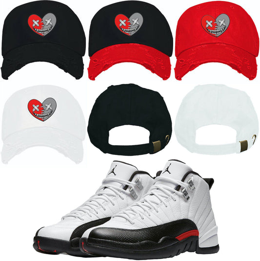 Red Taxi 12s Dad Hat - Jordan 12 Red Taxi Hats - Red Heart