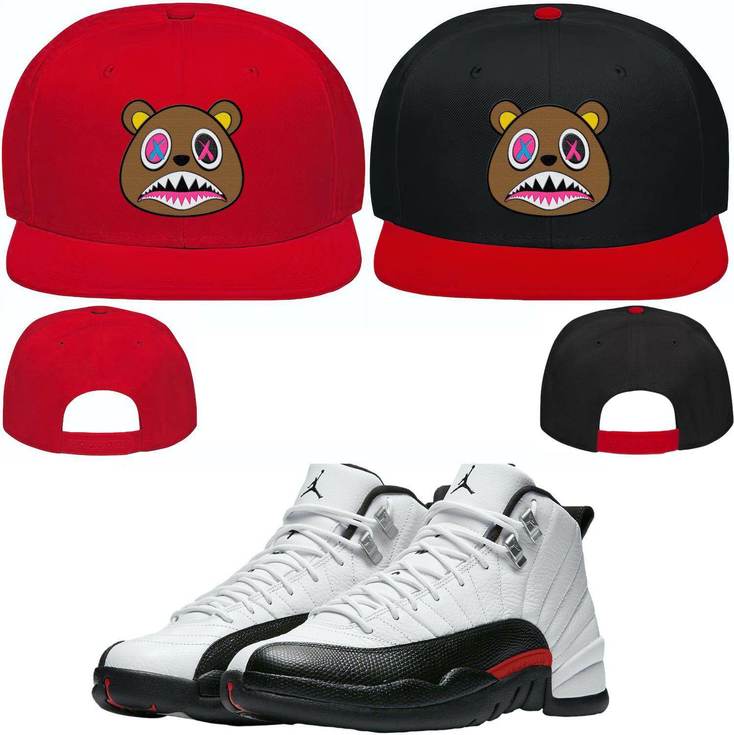 Red Taxi 12s Snapback Hat - Jordan 12 Red Taxis Hats - Crazy Baws