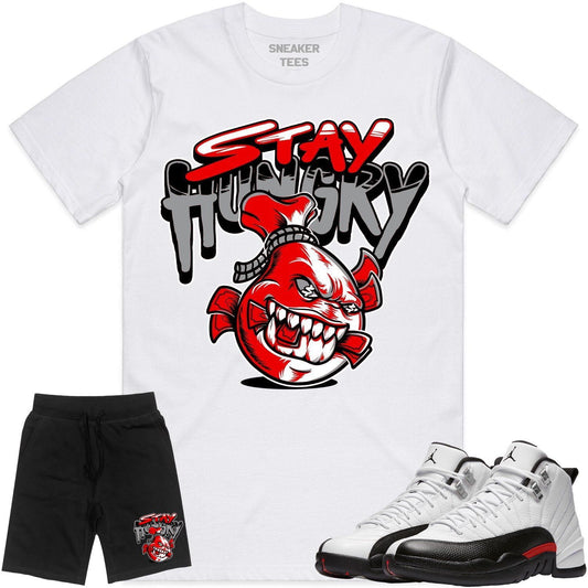 Red Taxi 12s Sneaker Outfits - Jordan 12 Red Taxi - Red Stay Hungry