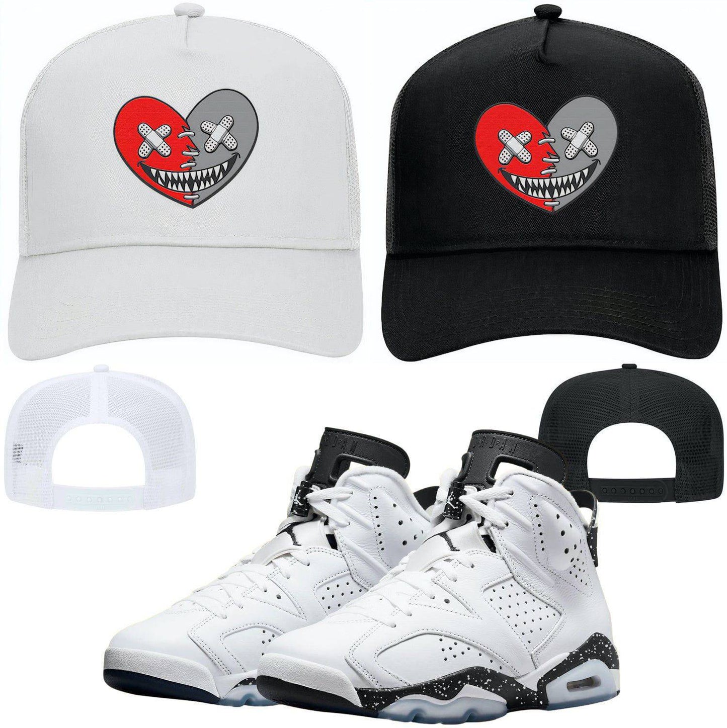 Reverse Oreo 6s Trucker Hats - Jordan 6 Reverse Oreo 6s - Heart