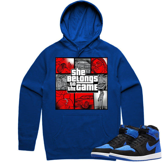 Royal Suede 1s Hoodie - Jordan 1 Royal Suede Hoodie - Red Game