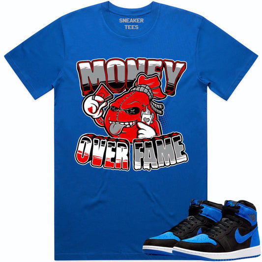 Royal Suede 1s Shirt - Jordan Retro 1 Royal Shirt - Money over Fame