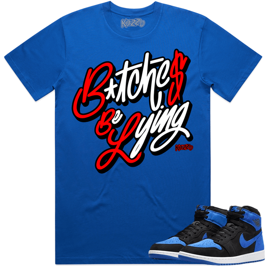 Royal Suede 1s Shirt - Jordan Retro 1 Royal Suede Shirt - Red BBL