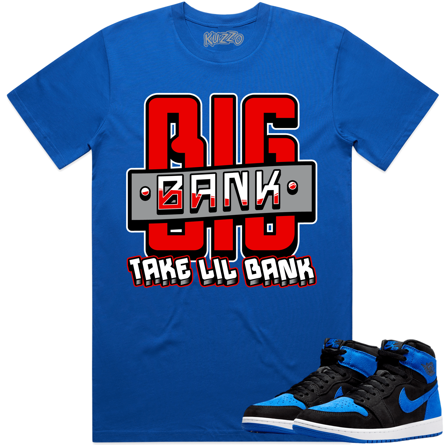 Royal Suede 1s Shirt - Jordan Retro 1 Royal Suede Shirt - Red Big Bank