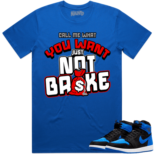 Royal Suede 1s Shirt - Jordan Retro 1 Royal Suede Shirt - Red Not Broke