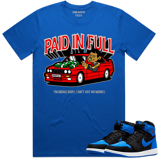 Royal Suede 1s Shirt - Jordan Retro 1 Royal Suede Shirt - Red Paid