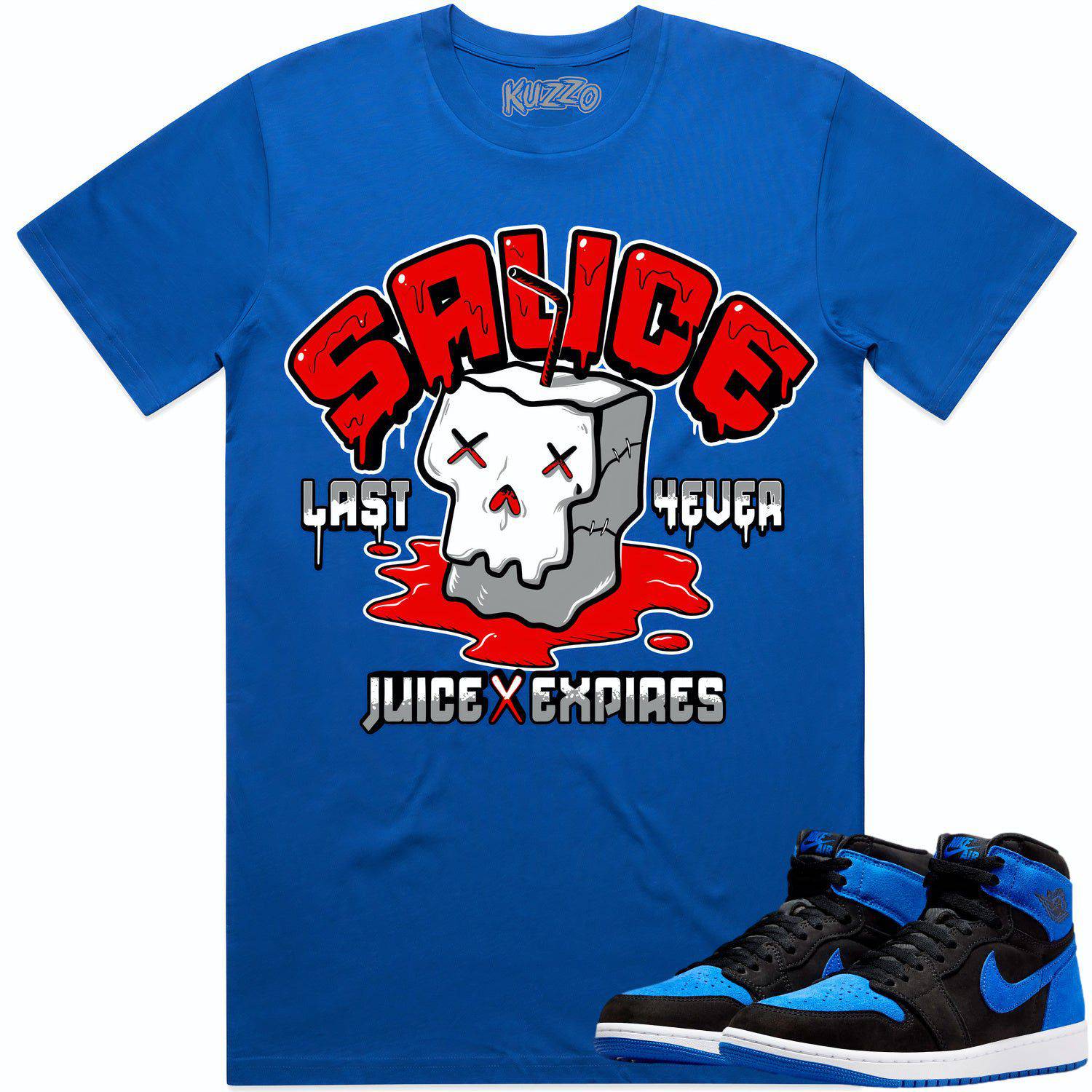 Royal Suede 1s Shirt - Jordan Retro 1 Royal Suede Shirt - Red Sauce