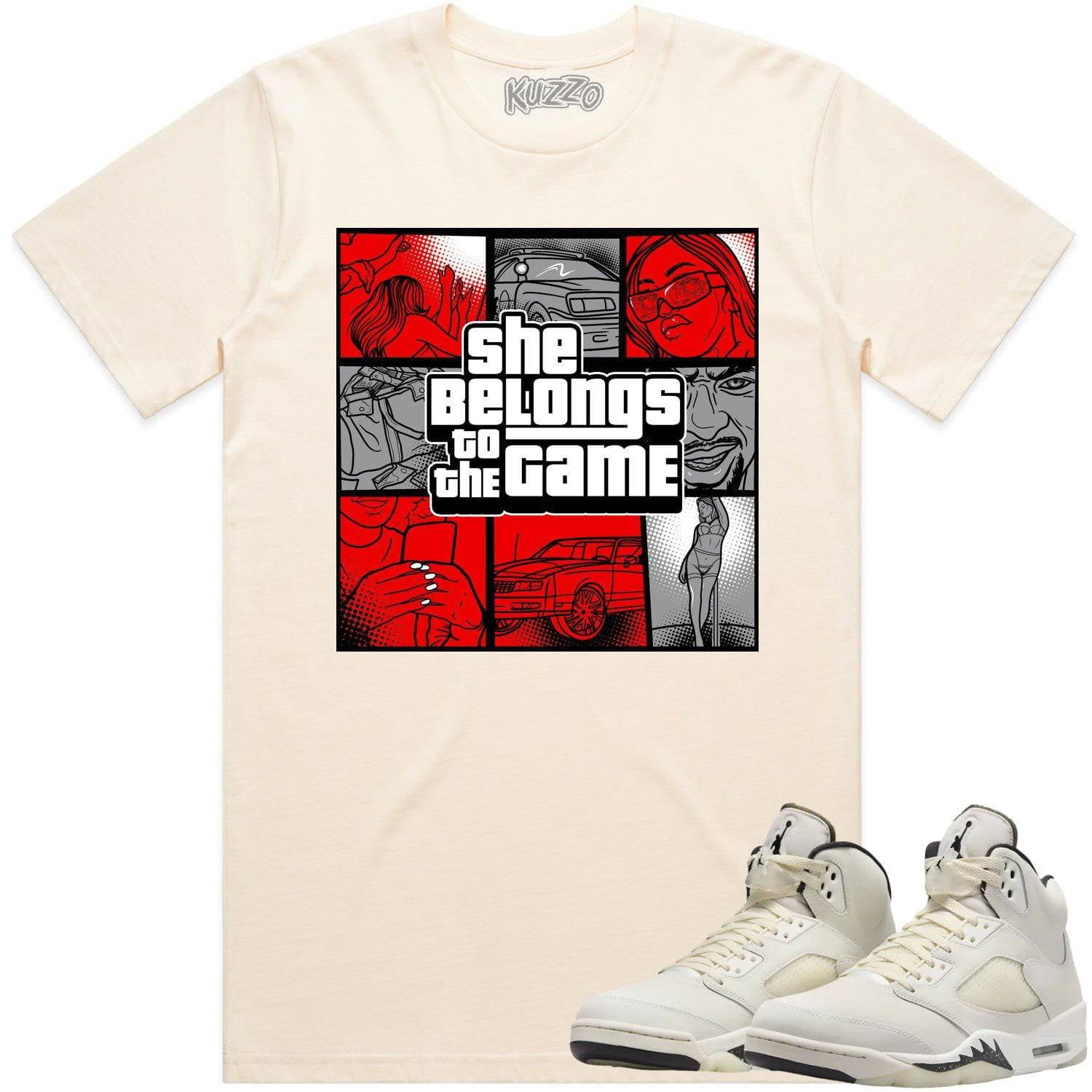 Sail 5s Shirt - Jordan Retro 5 Sail 5s Sneaker Tees - Red Belongs