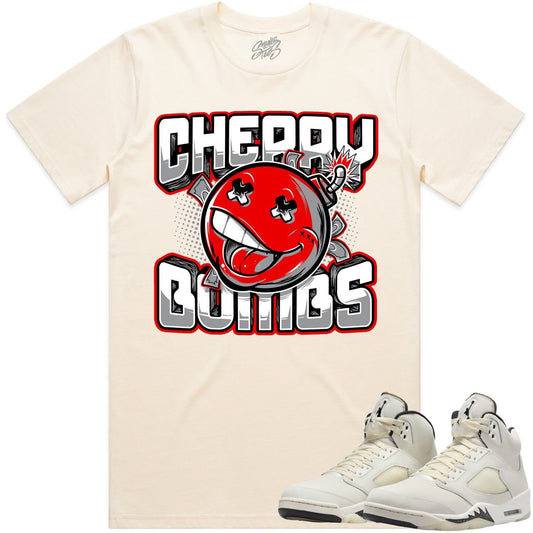 Sail 5s Shirt - Jordan Retro 5 Sail 5s Sneaker Tees - Red Cherry Bombs