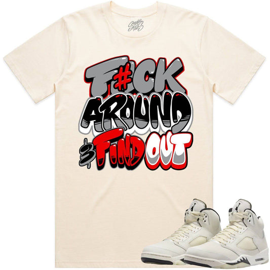 Sail 5s Shirt - Jordan Retro 5 Sail 5s Sneaker Tees - Red F#CK