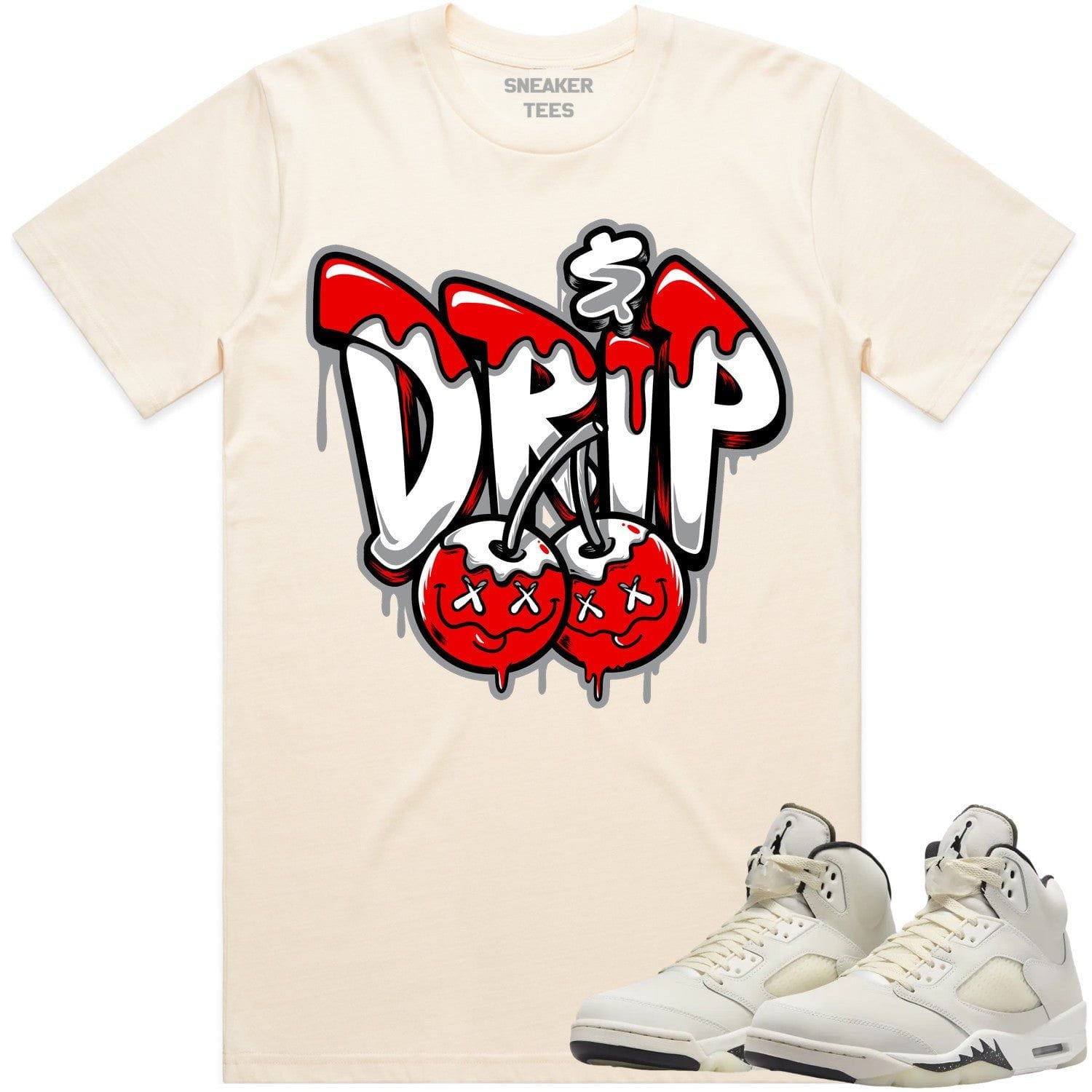Sail 5s Shirt - Jordan Retro 5 Sail 5s Sneaker Tees - Red Money Drip