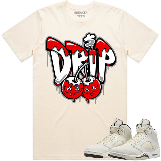 Sail 5s Shirt - Jordan Retro 5 Sail 5s Sneaker Tees - Red Money Drip