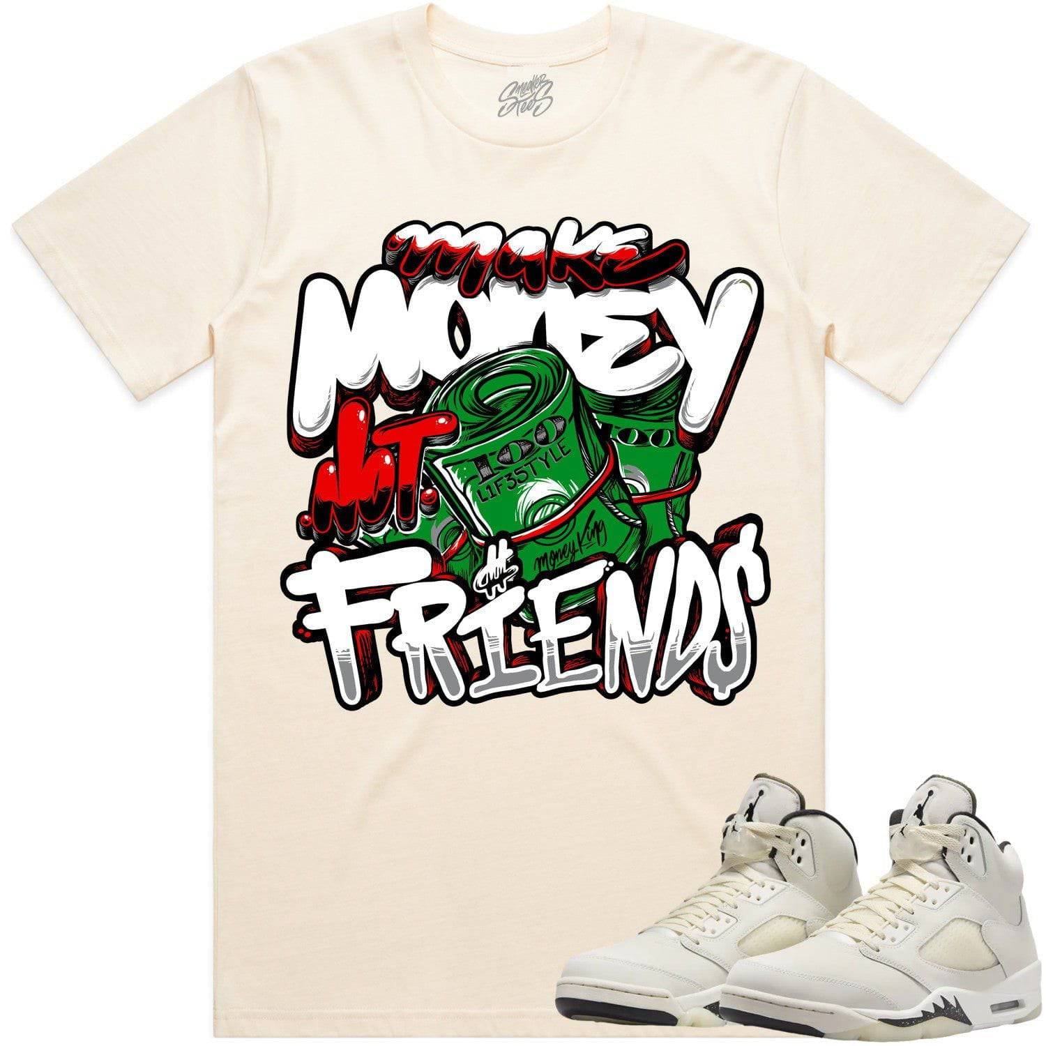 Sail 5s Shirt - Jordan Retro 5 Sail 5s Sneaker Tees - Red Money Friend