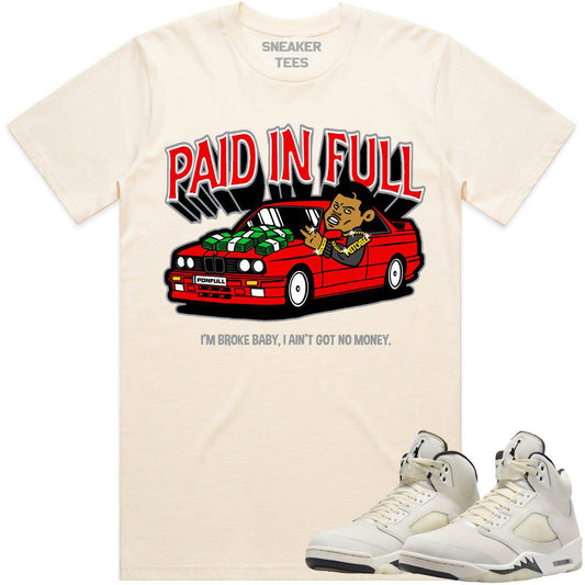 Sail 5s Shirt - Jordan Retro 5 Sail 5s Sneaker Tees - Red Paid