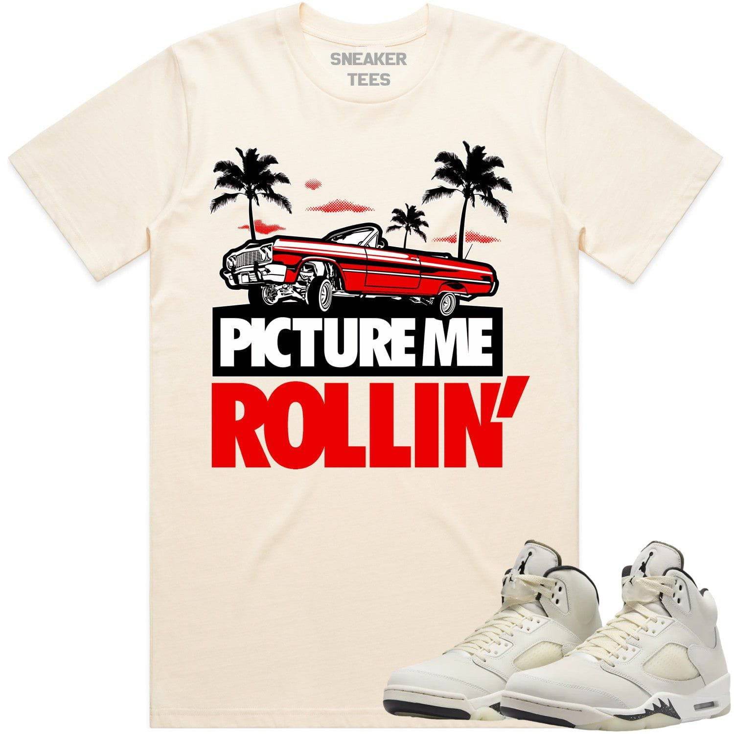 Sail 5s Shirt - Jordan Retro 5 Sail 5s Sneaker Tees - Red PMR