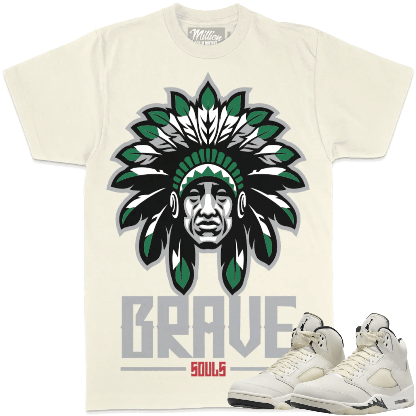 Sail 5s Shirt - Jordan Retro 5 Sail Sneaker Tees - Brave