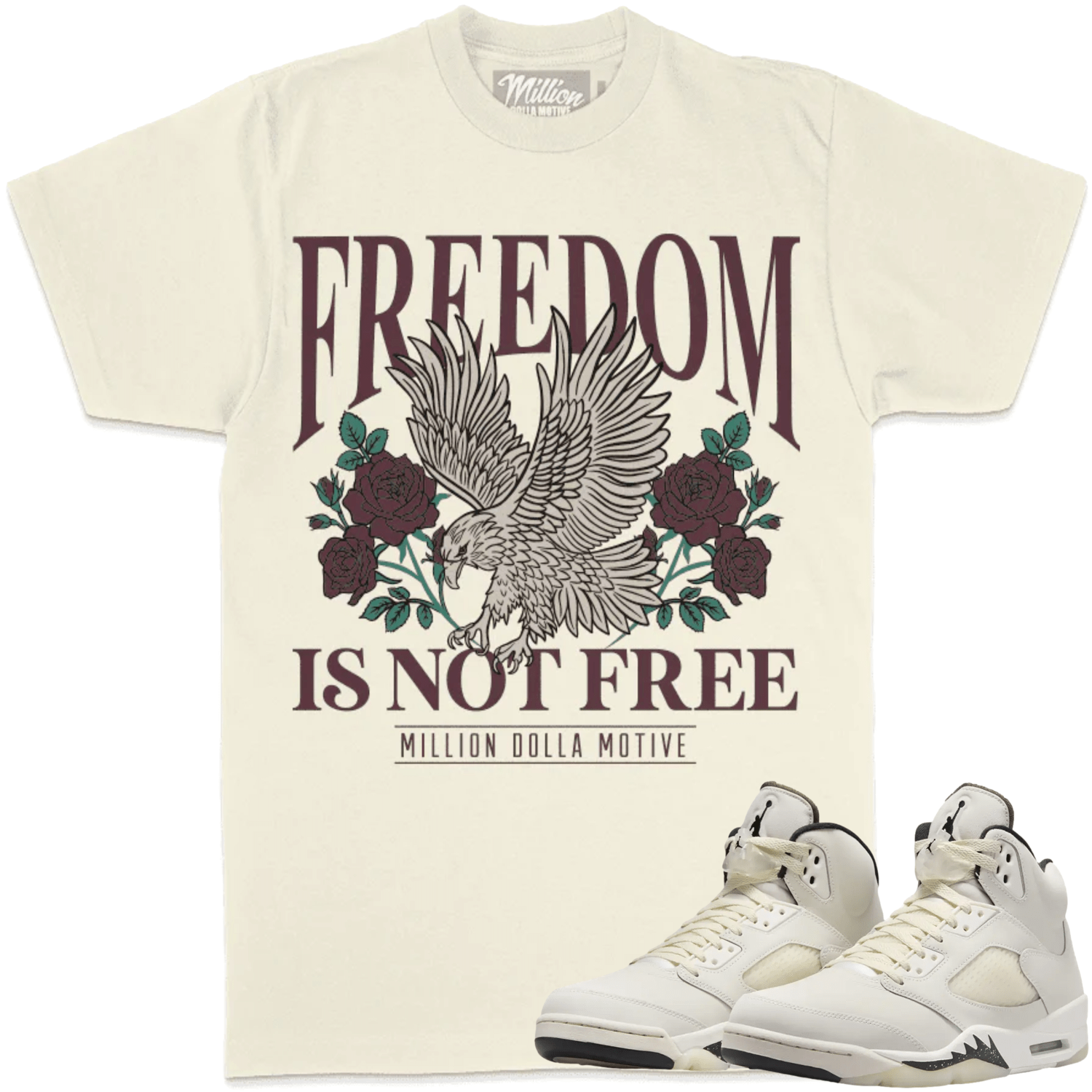 Sail 5s Shirt - Jordan Retro 5 Sail Sneaker Tees - Freedom is not Free