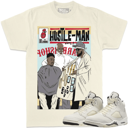 Sail 5s Shirt - Jordan Retro 5 Sail Sneaker Tees - Hustle Man