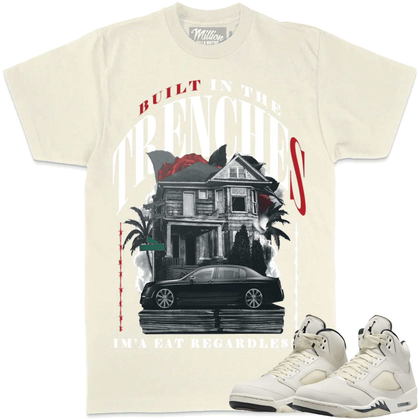 Sail 5s Shirt - Jordan Retro 5 Sail Sneaker Tees - Trenches