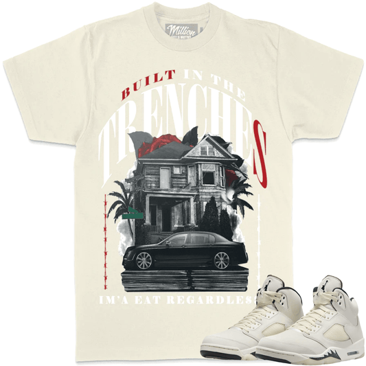 Sail 5s Shirt - Jordan Retro 5 Sail Sneaker Tees - Trenches