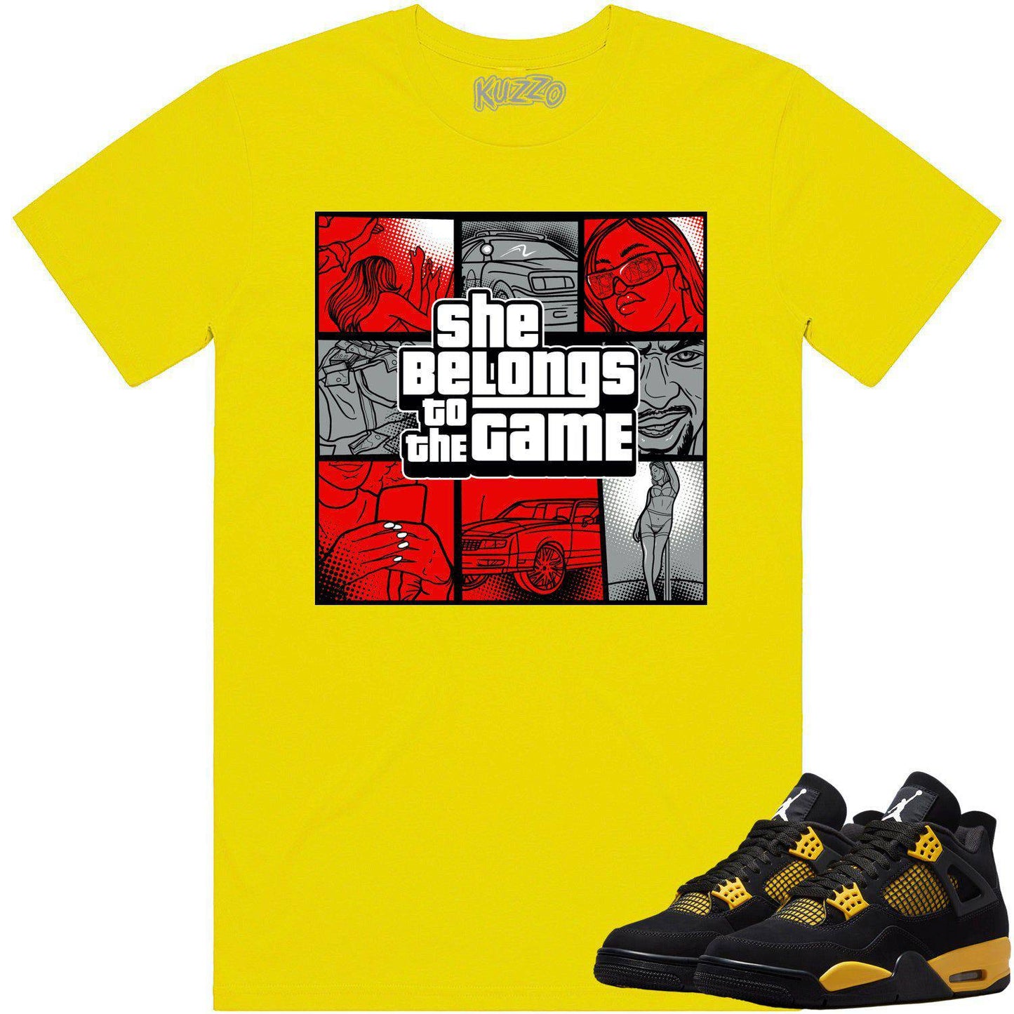 Thunder 4s Shirt - Jordan 4 Thunder Sneaker Tees - Game