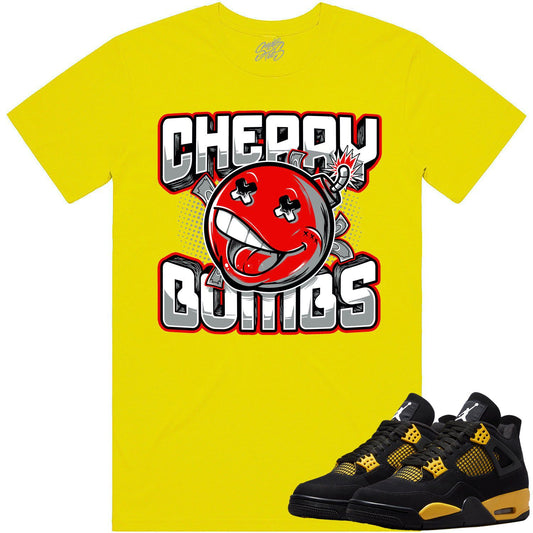 Thunder 4s Shirt - Jordan 4 Thunder Sneaker Tees - Red Cherry Bombs